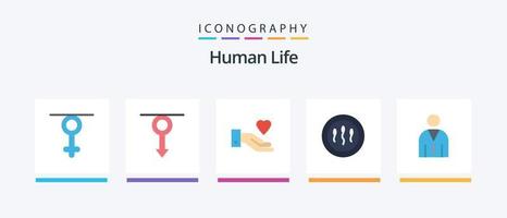 pacote de ícones humano plano 5, incluindo humano. esperma. homens. medicina. células. design de ícones criativos vetor