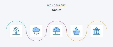 pacote de ícones de natureza azul 5, incluindo natureza. terremoto. Comida. verão. cacto vetor