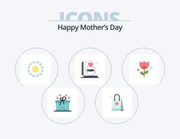 feliz dia das mães plana icon pack 5 design de ícones. . rosa. mala. romance. mãe vetor