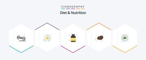 dieta e nutrição 25 pacote de ícones planos, incluindo sem dieta. Comida. nutrição. dieta. soro de leite vetor