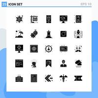 25 ícones criativos, sinais modernos e símbolos do boné de formatura de lixo de negócios do menu, elementos de design de vetores editáveis