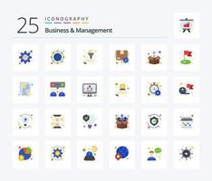 pacote de ícones de 25 cores planas de negócios e gerenciamento, incluindo ideia. caixa. filtro. engrenagem. pacote vetor