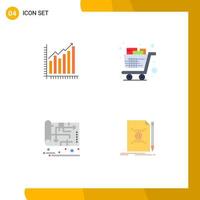 conjunto de 4 sinais de símbolos de ícones de interface do usuário modernos para gráficos diagrama de mantimentos tendências de carrinho elementos de design de vetores editáveis