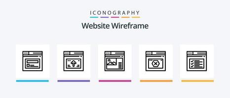 pacote de ícones da linha 5 de wireframe do site, incluindo web. Internet. local na rede Internet. flecha. rede. design de ícones criativos vetor