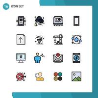 16 linhas preenchidas de cores planas universais definidas para aplicativos da web e móveis iphone venda móvel torta de telefone inteligente editável elementos de design de vetor criativo