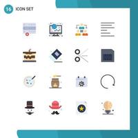 conjunto de cores planas de interface móvel de 16 pictogramas de texto de conexão de padaria de bolo alinhar pacote editável de elementos de design de vetores criativos