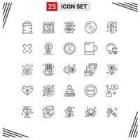 conjunto moderno de 25 linhas e símbolos, como elementos de design de vetores editáveis dvd cd de educação em mídia gmo