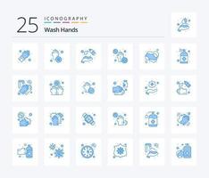 lave as mãos 25 pacote de ícones de cor azul, incluindo as mãos. sujo. mãos. covid. lavagem vetor