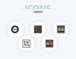 linha de layout cheia de ícones do pacote 5 design de ícones. layout. gráfico. pedido. local na rede Internet. local vetor