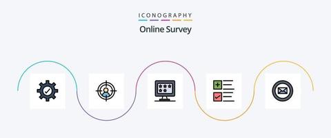 linha de pesquisa on-line preenchida com 5 ícones planos, incluindo . o negócio. avaliar. correspondência. mais vetor