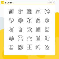 25 ícones criativos, sinais e símbolos modernos de correio yin center yang adicionam elementos de design vetorial editáveis vetor