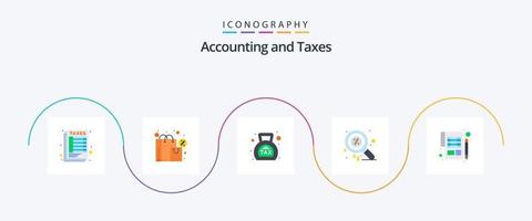 impostos flat 5 icon pack incluindo contabilidade. marketing. bancário. finança. imposto vetor