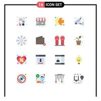 conjunto de 16 sinais de símbolos de ícones de interface do usuário modernos para setas de flocos de tempo pacote editável de imagem fria de elementos de design de vetores criativos
