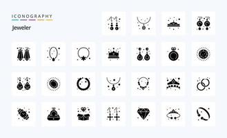 pacote de ícones de glifo sólido de 25 joias vetor