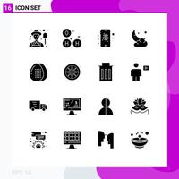 pacote de interface do usuário de 16 glifos sólidos básicos de cozimento de ovos móveis novos elementos de design de vetores editáveis do Ramadã