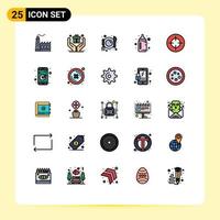 25 ícones criativos, sinais e símbolos modernos de foco alvo, dieta, mira, mamilo, elementos de design vetoriais editáveis vetor