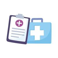 telemedicina, kit de primeiros socorros, relatório médico e tratamento e serviços de saúde online vetor