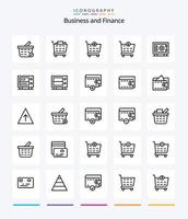 pacote de ícones de esboço de finanças criativas 25, como carteira. dinheiro. fazer compras. carteira. dinheiro vetor