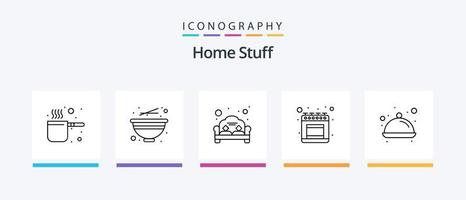 Pacote de ícones da linha 5 de itens domésticos, incluindo cozinha. limpador. tela. interior. design de ícones criativos vetor