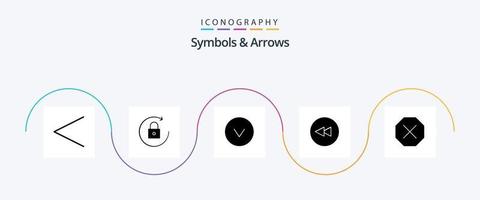 símbolos e setas glifo 5 pacote de ícones incluindo . baixa. negado. banimento vetor