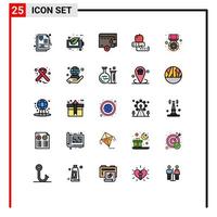 25 ícones criativos sinais modernos e símbolos de conhecimento de estudo de dinheiro de universidade de medalhas elementos de design de vetores editáveis