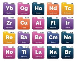 20 tabela periódica do design do pacote de ícones de elementos vetor