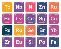 20 tabela periódica do design do pacote de ícones de elementos vetor