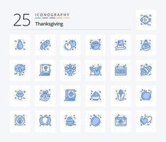 pacote de ícones de 25 cores azuis de ação de graças, incluindo comida. mingau. dia de agradecimento. Comida. Ação de graças vetor
