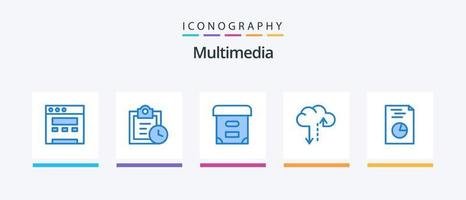 pacote de ícones multimídia azul 5, incluindo . nuvem. mãos. design de ícones criativos vetor