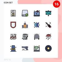 16 ícones criativos sinais modernos e símbolos de proteção gráfico gadget apresentação ameaça elementos de design de vetores criativos editáveis