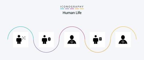 pacote de ícones de glifo humano 5 incluindo perfil. Descrição. humano. corpo. do utilizador vetor