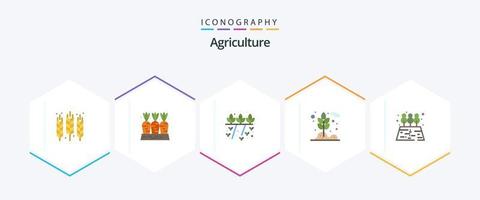 agricultura 25 pacote de ícones planos, incluindo trigo. grão. Comida. agricultura. natureza vetor
