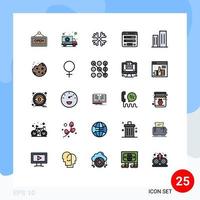 25 ícones criativos sinais modernos e símbolos de arquitetura mapa do site neve login fluxograma editável elementos de design vetorial vetor