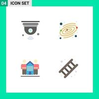 4 pacote de ícones planos de interface de usuário de sinais e símbolos modernos de elementos de design de vetores editáveis em casa do planeta iot amigável para câmera
