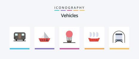 Pacote de ícones plana de 5 veículos, incluindo transporte. metro. iate. barco. argosy. design de ícones criativos vetor