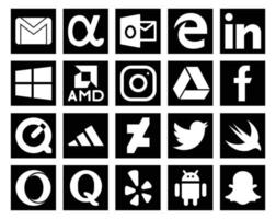 20 pacotes de ícones de mídia social, incluindo swift twitter amd deviantart quicktime vetor