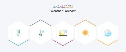 pacote de ícones planos do tempo 25, incluindo clima. lua. lua. clima. Sol vetor