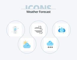design de ícones do pacote de ícones planos do tempo 5. . . chuvoso. clima. chuva vetor
