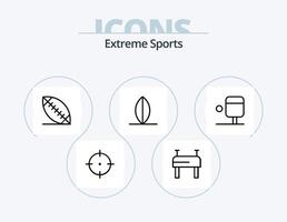 ícone do pacote de 5 ícones da linha esportiva design de ícones. . Longboard. vetor
