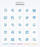 pacote de ícones azul seo 25 de marketing criativo, como compromisso. digital. cópia de. bloqueador. direita vetor