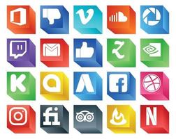 20 pacotes de ícones de mídia social, incluindo adwords kickstarter twitch nvidia like vetor