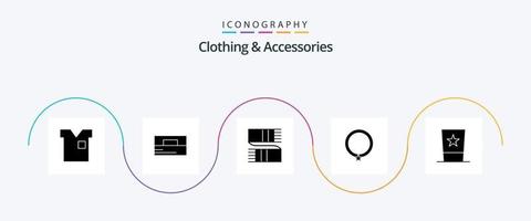 pacote de ícones de glifo 5 de roupas e acessórios, incluindo roupas. moda. carteira. roupas. lenço vetor