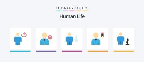 pacote de ícones humanos planos 5, incluindo corpo. do utilizador. avatar. perfil. temperatura. design de ícones criativos vetor