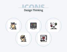 linha de pensamento de design cheia de ícones do pacote 5 design de ícones. bússola. procurar. pms. Projeto. comuter vetor