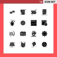 16 interface do usuário pacote de glifos sólidos de sinais e símbolos modernos de computador ramadhan queria elementos de design de vetores editáveis do islã alcorão