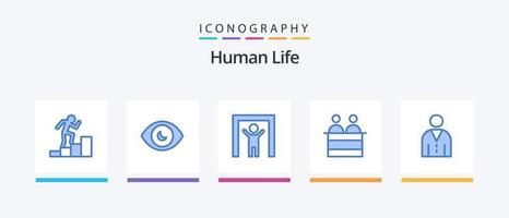 pacote de ícones azul humano 5, incluindo pessoas. humano. scanner. avatar. júri. design de ícones criativos vetor