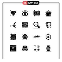 conjunto de 16 sinais de símbolos de ícones de interface do usuário modernos para reparação de construção de outdoors de construção de elementos de design de vetores editáveis