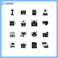 conjunto de 16 sinais de símbolos de ícones de interface do usuário modernos para gerenciamento criptografado de pessoa amorosa elementos de design de vetor humano editável