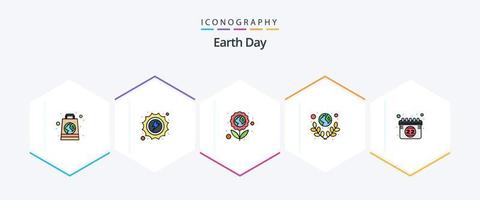 Dia da Terra 25 pacote de ícones de linha preenchida, incluindo mundo. planeta. energia. verde. plantação vetor