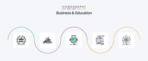 linha de negócios e educação cheia de pacote de 5 ícones planos, incluindo documento. Apoio, suporte. desenvolvimento. e aprendendo. Educação vetor